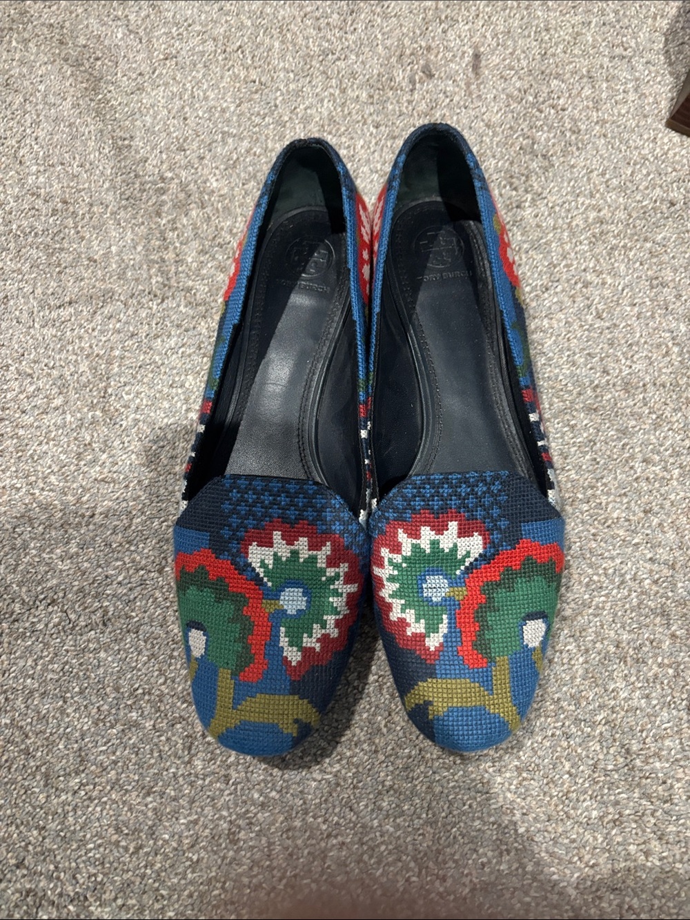 Tory Burch Multicolor Floral Needlepoint Slip-Ons